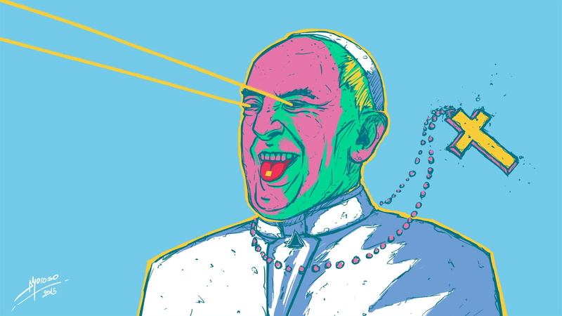 1080P, religion, drawing, cross, pope