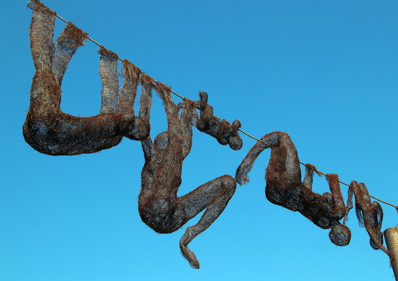 close-up, clear sky, no people, sculpture, nature, obsolete, old, low angle view, weathered, rusty, the lower area of vítkovice, day, 5K, run-down, decline
