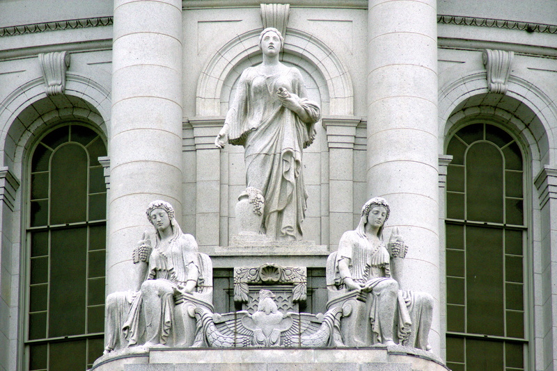abundance, creativity, columns, female likeness, surface, craft, the past, statuary, statue, detail, madison, architecture, wisconsin, bethel white granite