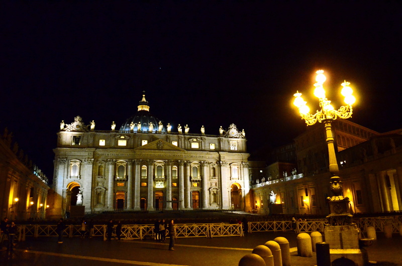 st peters basilica, history, ornate, Vatican, piazza, facade, glowing, cathedral, domed church, tourism, Rome, government, 4K, pope, built structure, night