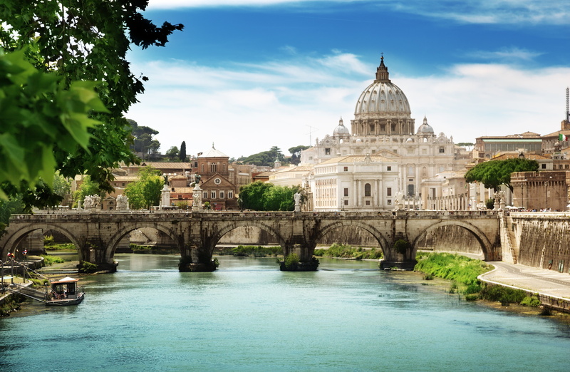 no people, St. Peters Cathedral, european Culture, capital Cities, bridge - Man Made Structure, ancient, plant, history, The Tiber, cityscape, day, cultures