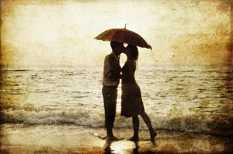 auto post production filter, people, male, full length, beauty in nature, land, retro, pair, parasol, protection, autumn, weather, walking, security, horizon