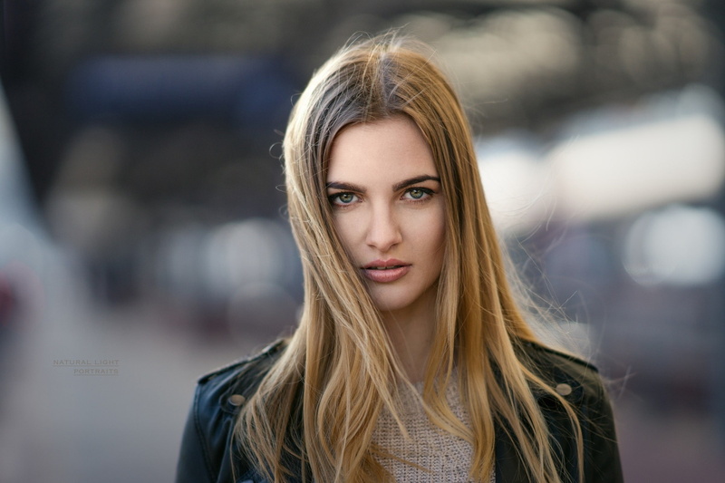 face, blonde, leather jackets, open mouth, portrait, 1080P, women, depth of field, long hair