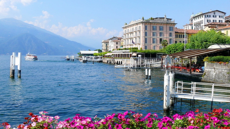 Italy, nature, beauty in nature, flower, residential district, building exterior, travel destinations, no people, day, Bellagio, city, sky, architecture