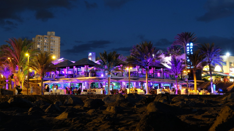 building exterior, city, tenerife, nevada, palm tree, building, no people, architecture, dusk, las, illuminated, tropical climate, sky, vegas, miami, beach bar