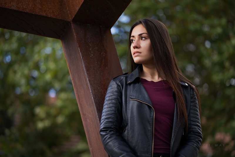 young women, depth of field, hairstyle, contemplation, focus on foreground, looking away, straight hair, Cyril Max, Lenka, one person, outdoors, portrait