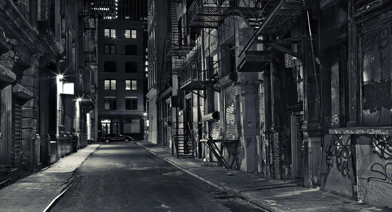 grayscale, ghetto, city, 1080P, hallway, york, usa, pictures, background, lane, new, buildings, photo, roads