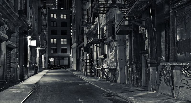 the way forward, old, spooky, night, urban Scene, the city, alley, dirty, architecture, 1080P, diminishing Perspective, concrete, building Exterior, street