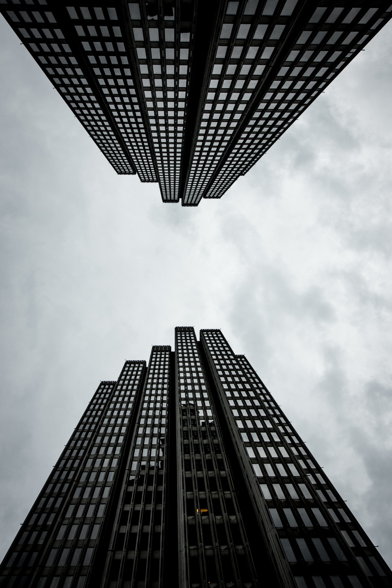 apartment, modern, travel destinations, grayscale, architecture, tower, tall - high, office, low angle view, financial district, rise, city, sky, nature
