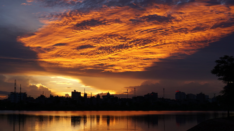 building, beauty in nature, cityscape, viet nam, architecture, dramatic sky, orange Color, landscape, built structure, outdoors, no people, dusk, nature