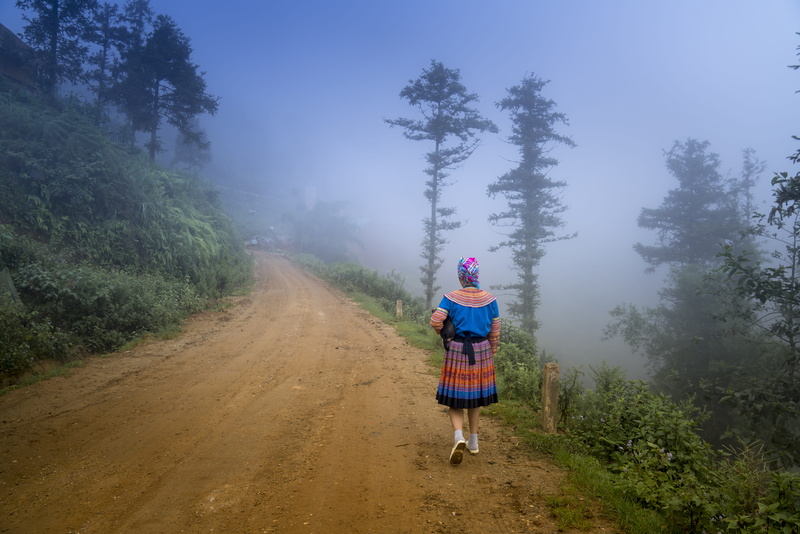 outside, asia, mother, walking, vietnam, play, real people, poor, minority, former, girl, dress, road, day, more, females, natural, lifestyle, nature, transportation