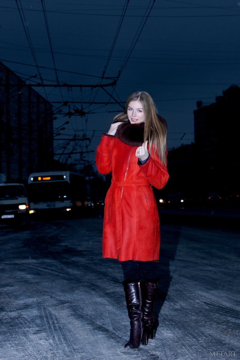 black boots, blonde, overcoats, fur, glamour women, MetArt Magazine, Met-Art, holding hair, blue eyes, women, 1080P, women outdoors, Flavia A, glamour