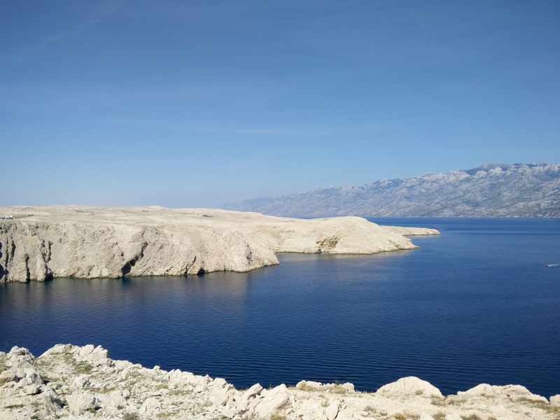 sky, mountain, land, island pag, idyllic, environment, 4K, nature, blue, tranquil scene, sea, no people, clear sky, non-urban scene, day, croatia, outdoors