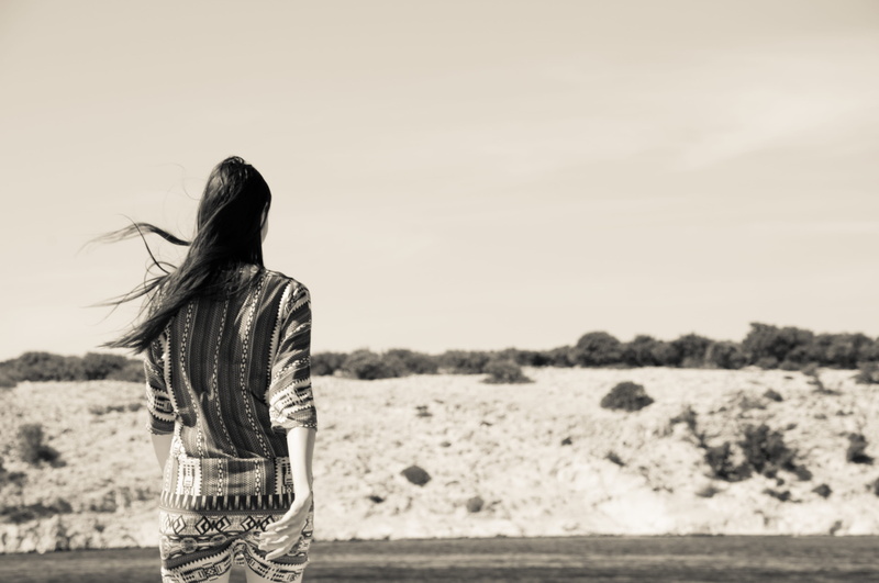 pag, women, beauty in nature, land, wind in the hair, 4K, standing, tranquility, croatia, hair, day, rear view, real people, focus on foreground, nature