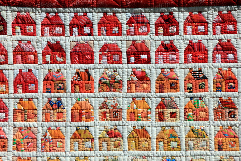 sew, home, patchwork, brick wall, brick, backgrounds, day, house, red, blanket, print, pattern, close-up, no people, architecture, textured, outdoors, textile