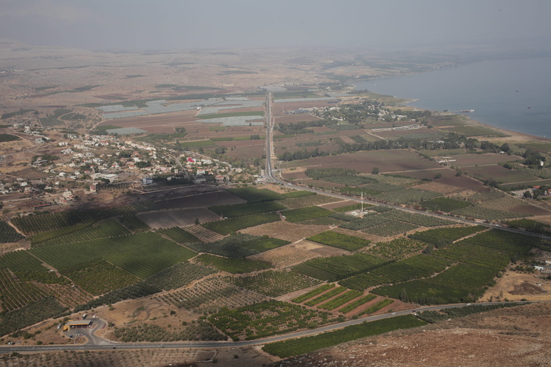 kineret, plant, mount arbel, high angle view, road, field, no people, beauty in nature, 4K, farm, tranquility, israel, building, outdoors, scenics - nature