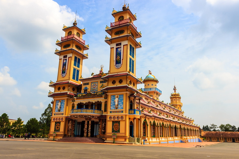 yellow, cathedral, low angle view, city, those, asia, vietnam, the church, ornate, the symbol, outdoors, brown, travel, belief, the monastery, the city