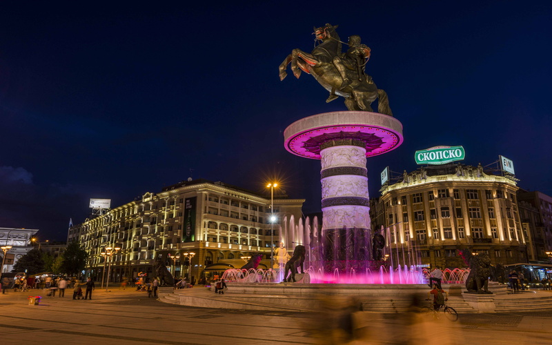 tourism, travel destinations, hd, group of people, alexander, skopje, architecture, skyscraper, city, outdoors, sky, night, city life, building