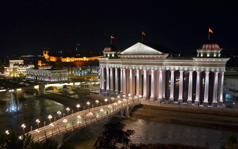 republic, skopje, river, archaeological, art, hd, vardar, center, bridge, museum, macedonia, 1080P