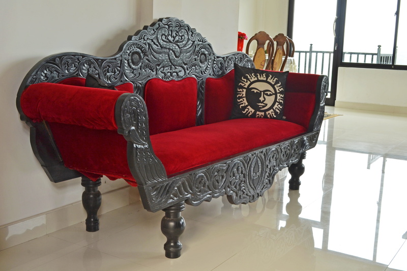 inside, window, armchair, 4K, tiled floor, interior design, living room, red, sofa, home interior, no people, gray, table, wood, carpentory, black, frame