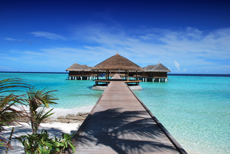 tranquility, maldives, hotel, roof, sand, water, trip, vacations, horizon over water, dock, turquoise colored, beauty in nature, thatched roof, blue, land