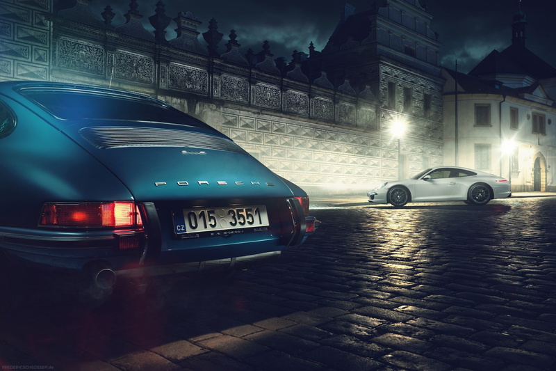 porche, street, classic Porsche, blue, 911, white, 1080P