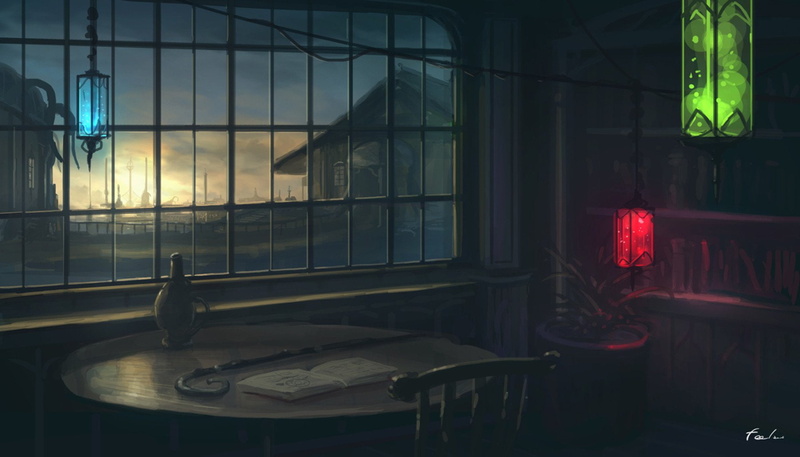 Red, Sunset, Dark, Latern, Green, Anime, Room, 720P, Blue, Original