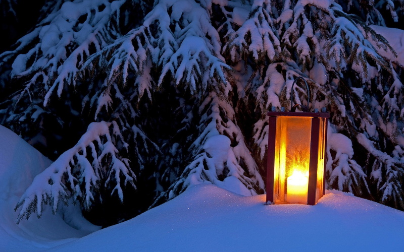 gray, outdoor, snow, brown, light, holder, latern, 1080P, candle, tree, lantern, winter