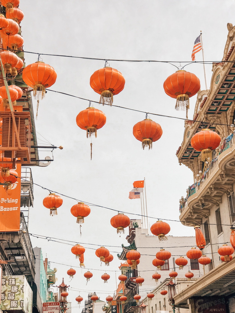 city, food, built structure, hanging, chinese lantern festival, monk, lanterns, low angle view, lighting equipment, decoration, lampshade, urban, rope