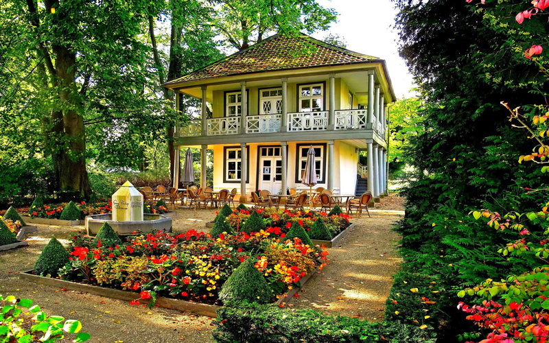 2K, House, Trees, photo, Flowers, Chairs, Garden