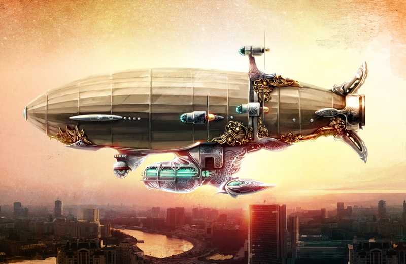 sci fi, blimp, 720P, steampunk, fantasy