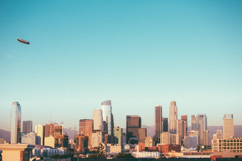 nature, urban skyline, 5K, clear sky, landscape, copy space, united states, financial district, los angeles, built structure, office building exterior