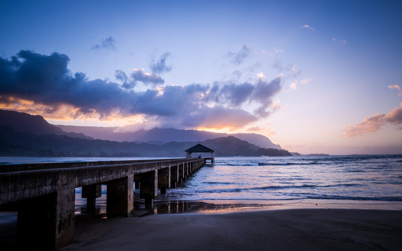 scenics - nature, land, pier, horizon over water, blue, water, hanalei, tranquil scene, hanaleibay, outdoors, seascape, sky, beauty in nature, nature, 5K