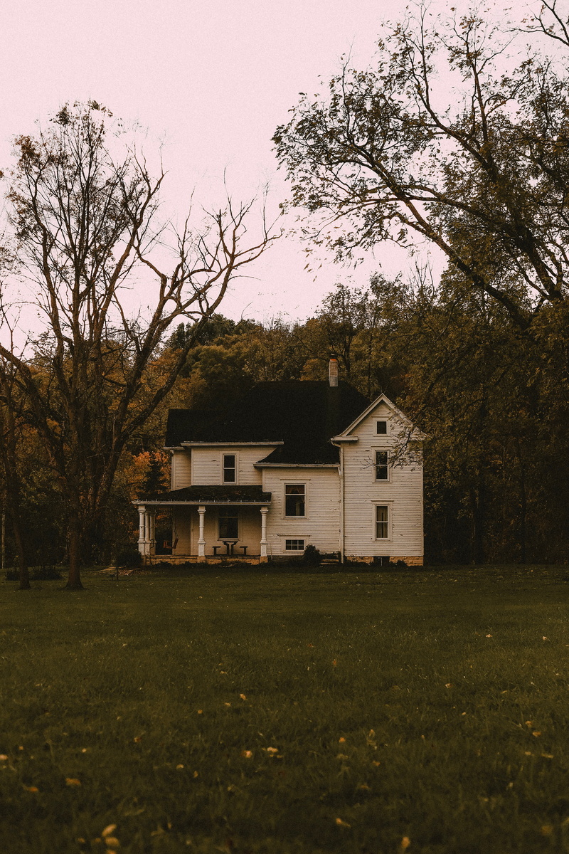 5K, trees, forest, hacienda, yard, autumn, house