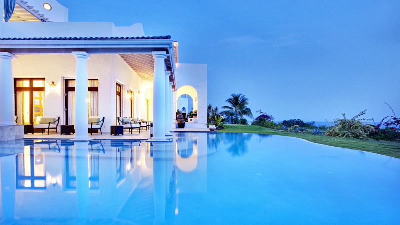 pool, built structure, modern, tropical climate, luxury hotel, building exterior, water, 1080P, travel destinations, saint martin, reflection, resort