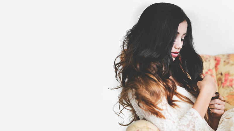 copy space, beautiful woman, adult, real people, black hair, hairstyle, lifestyles, human hair, one person, technology, brunette, 1080P, Ombre Hair, young women