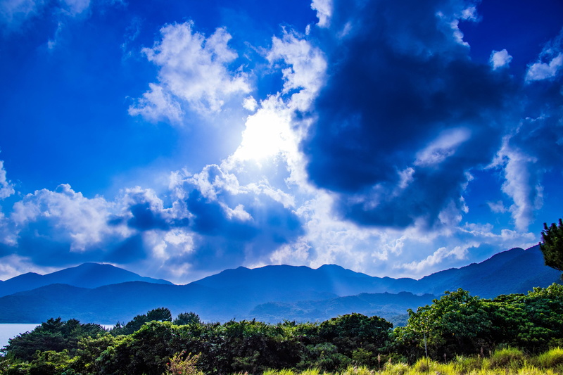 no people, outdoors, okinawa, leaf, mountain range, landscape, cloud, mystery, non-urban scene, views, japan, 5K, southern countries, beauty in nature