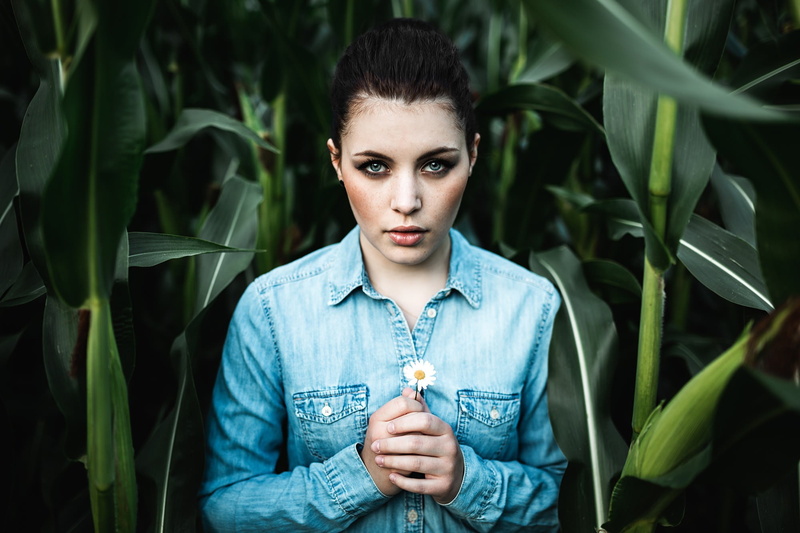 women, cornfield, portrait, 1080P, corn
