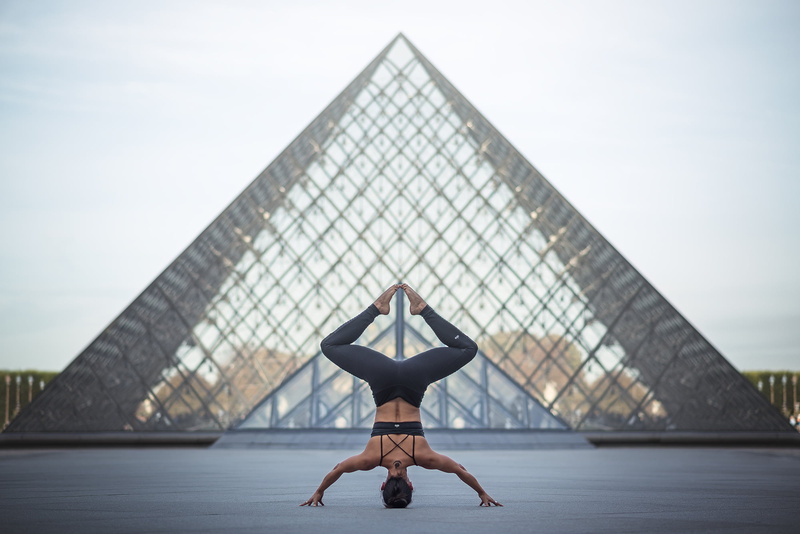 outdoors, wellbeing, one person, modern, Paris, flexibility, nature, architecture, yoga, Louvre, leisure activity, women, sport, Gemma Vassallo, adult