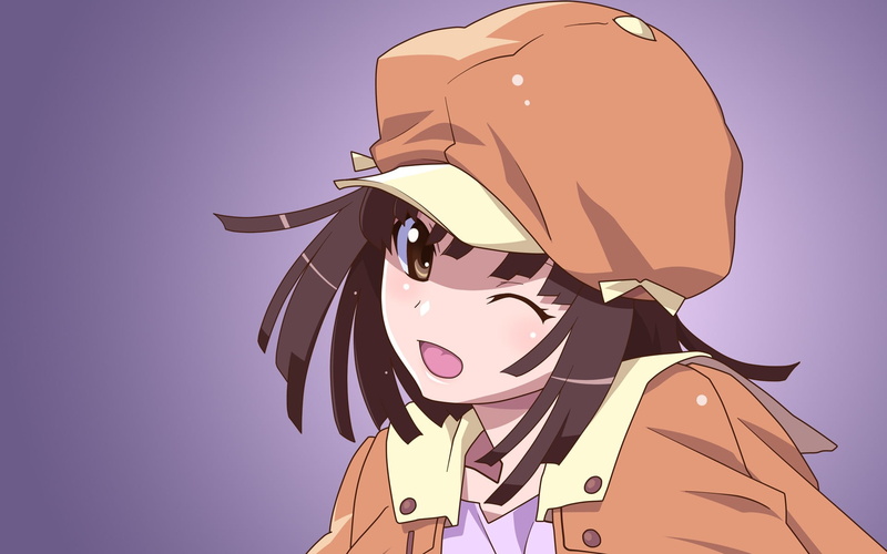 Monogatari Series, outdoors, human representation, art and craft, lifestyles, one person, looking, leisure activity, real people, winking, anime girls