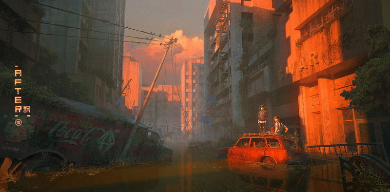 digital, concept art, city, 1080P, apocalyptic, artwork, science fiction, Coca-Cola