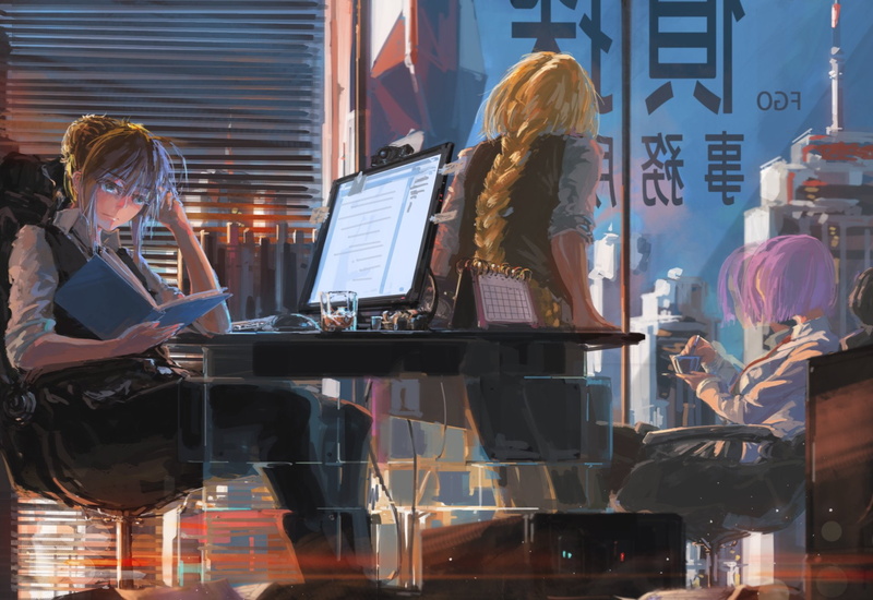 technology, store, reflection, Shielder (Fate/Grand Order), people, adult, wireless technology, connection, business, Jeanne dArc (Fate Series), Fate/Grand Order