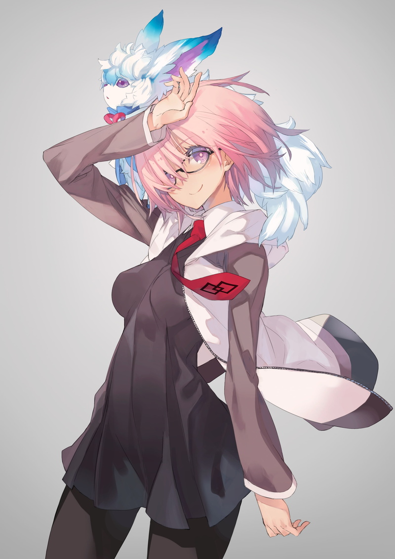 indoors, fate grand order, portrait, meganekko, Anime, blond hair, 2K, adult, women, beauty, smiling, motion, young adult, shielder, three quarter length
