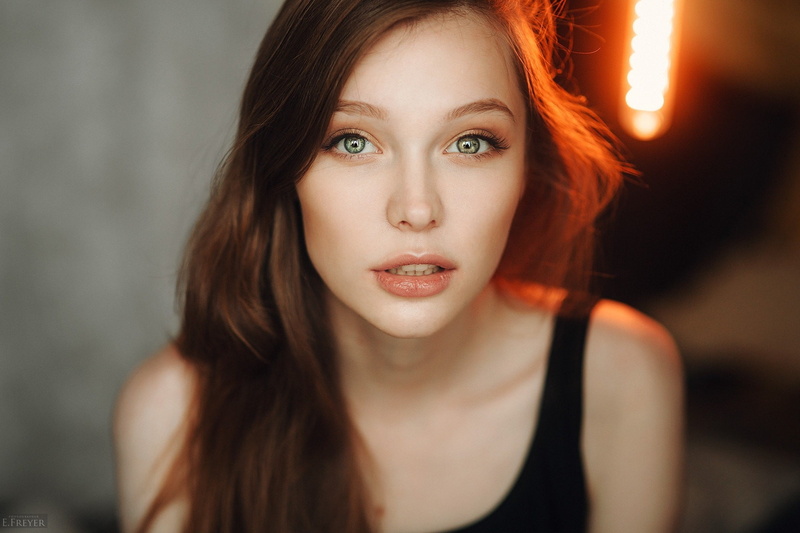 long hair, one person, headshot, depth of field, Christina Vostruhina, hair, young adult, human face, redhead, face, adult, beauty, portrait, contemplation