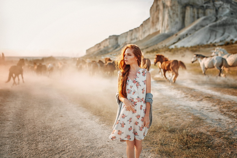 domestic animals, horse, nature, adult, animal wildlife, mammal, 1080P, domestic, environment, landscape, model, fashion, women outdoors, land, rural scene