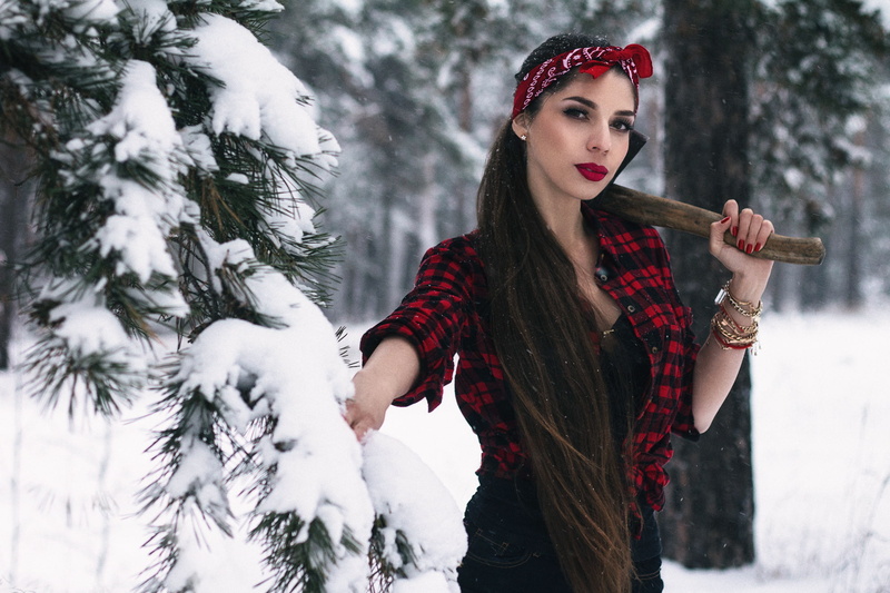 Ivan Kopchenov, 1080P, girl, Light, forest, axe