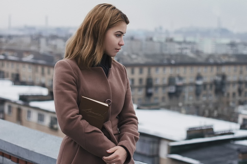 Dostoevsky, Ira, book, volume, girl, 1080P, Ivan Kopchenov, the city