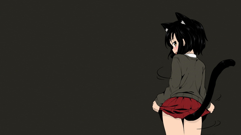 cat tail, 1080P, short skirt, manga, schoolgirl, anime girls, cat ears, Broiler, short hair, cat girl, anime, school uniform