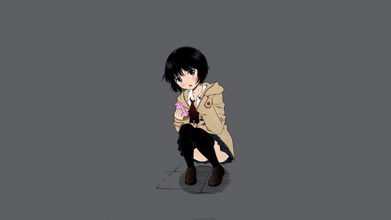 bangs, cut out, black color, manga, school uniform, hairstyle, portrait, casual clothing, copy space, one person, clothing, stockings, young adult, studio shot