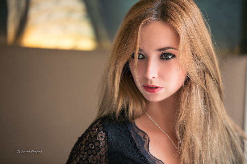 1080P, eyes, open mouth, hair in face, model, blonde, women, depth of field, women indoors, face, makeup, Guenter Stoehr